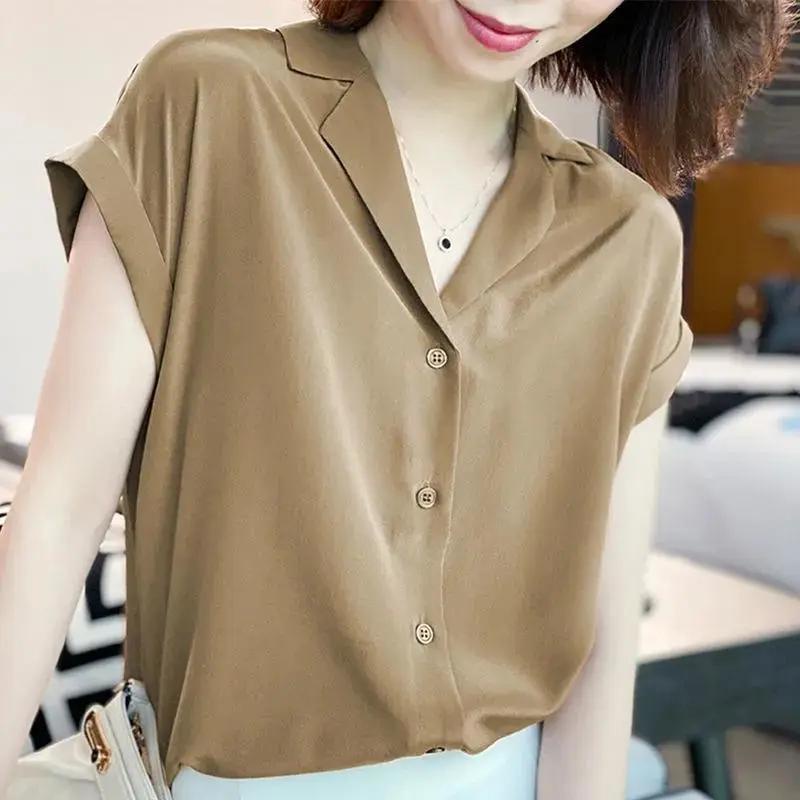 Áo Sơ Mi Chiffon Tay Ngắn Dáng Rộng Phong Cách Hàn Quốc Thời Trang Mùa Hè Hàng Mới Dành Cho Bạn Nữ