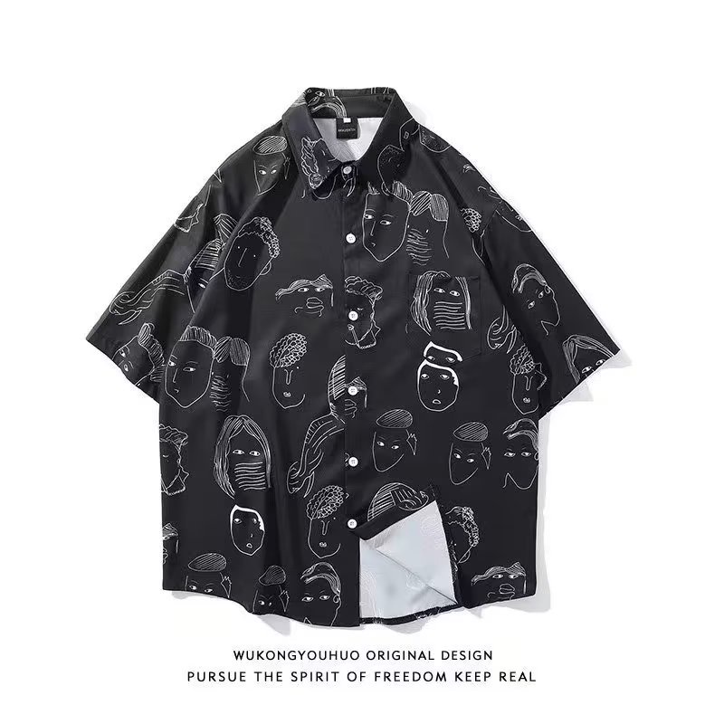 Áo Sơ Mi Tay Ngắn In Họa Tiết Thời Trang Hàn Quốc Cho Nam size M-3XL