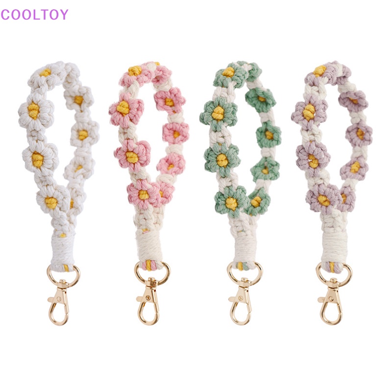 Cooltoy Móc Khóa Dây Tua Rua Dệt Thủ Công Hình Hoa Cúc Phong Cách Bohemian Trang Trí Xe Hơi