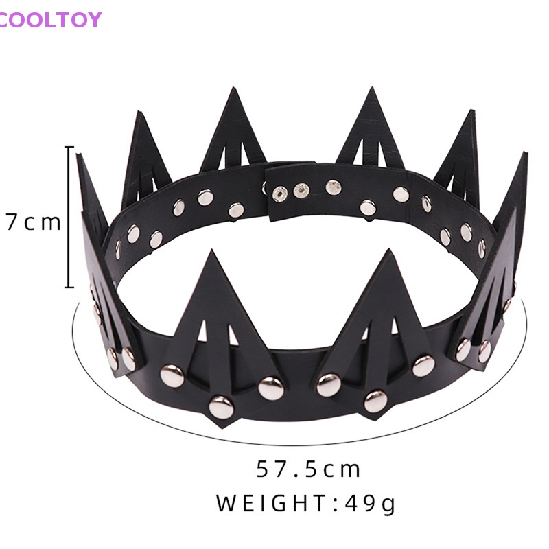 Băng Đô Cài Tóc Hình Vương Miện Bằng Da Màu Đen Phong Cách Gothic Cổ Điển