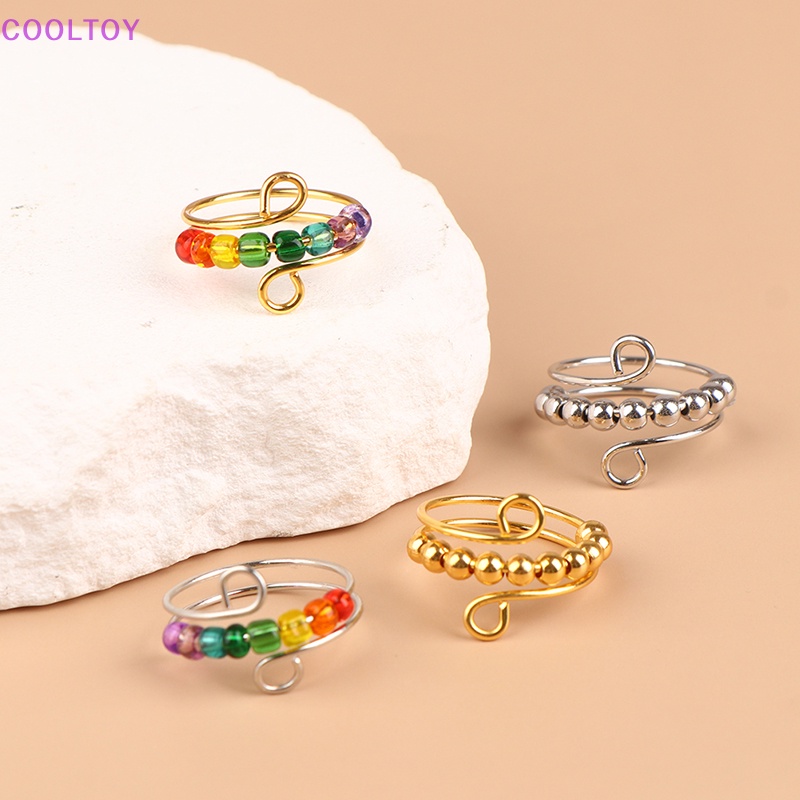 Cooltoy Nhẫn Hạt Xoay Tự Do Giảm Căng Thẳng Phong Cách Bohemian