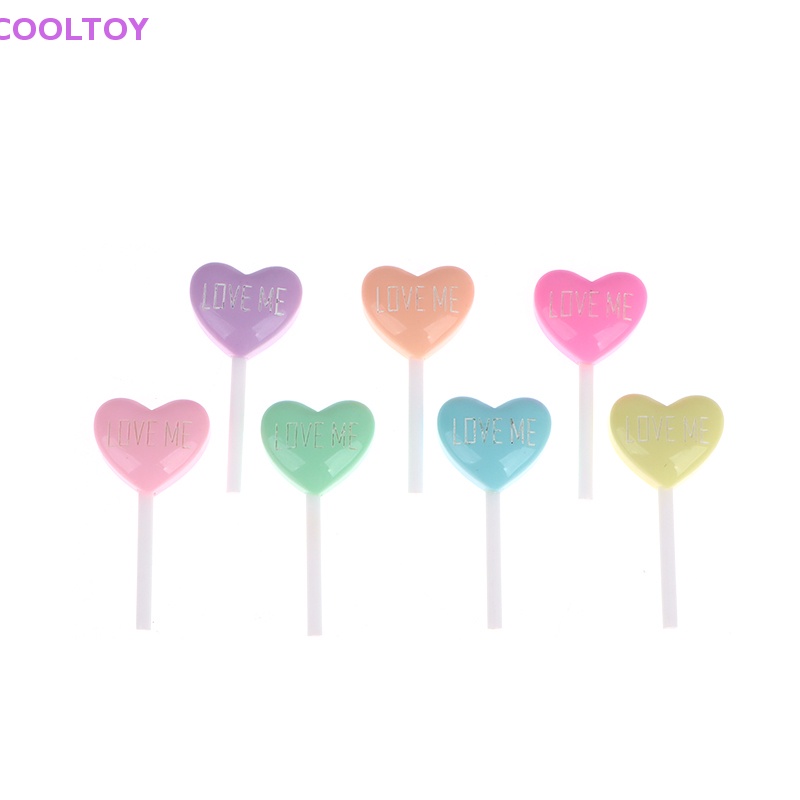 Set 10 Kẹo Mút Trái Tim Giả Bằng Resin DIY Trang Trí Ốp Điện Thoại