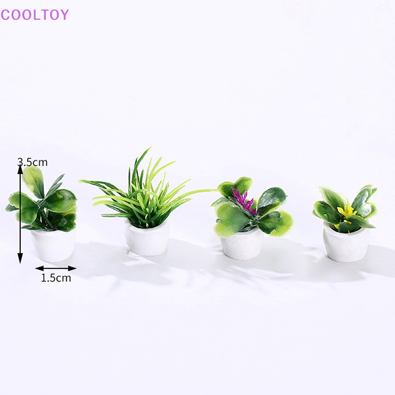 Bộ 4 Chậu Cây Mini Trang Trí Nhà Búp Bê Tỉ Lệ 1: 12