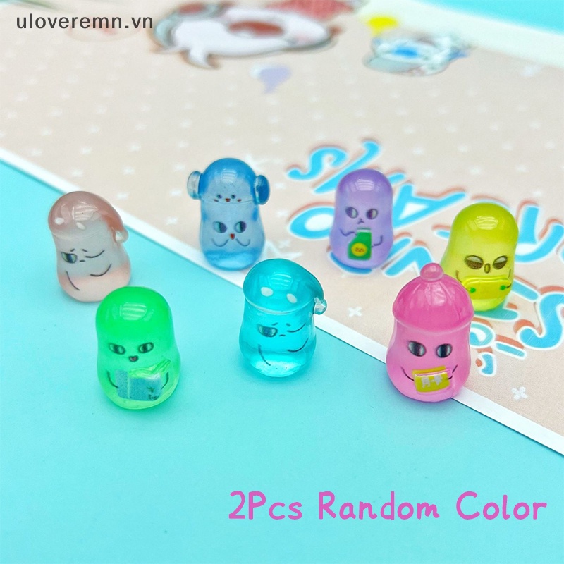 Set 2 Đồ trang trí Búp Bê Hoạt Hình Màu Dạ Quang Trang Trí Tiểu Cảnh