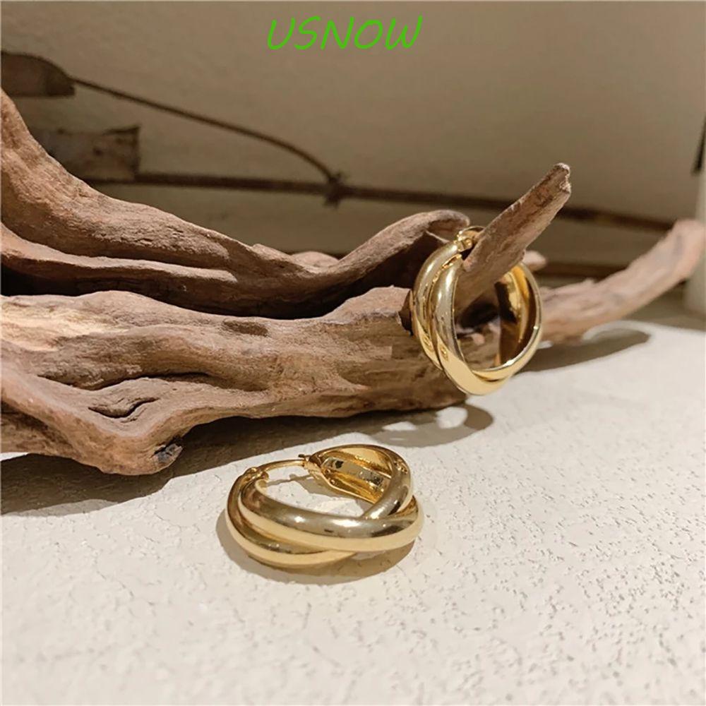 Khuyên Tai Hợp Kim Hai Lớp Hình Chữ Thập Phong Cách Hàn Quốc