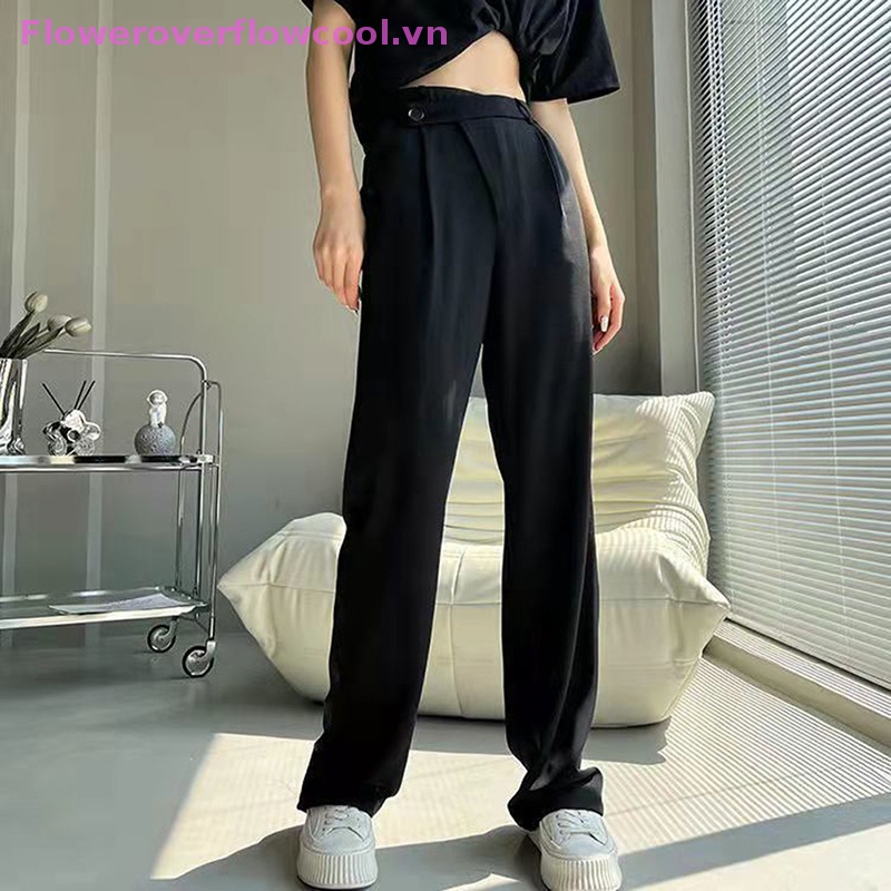 Quần Dài Ống Rộng Lưng Cao Phong Cách Hàn Quốc Thời Trang Công Sở Cho Nữ