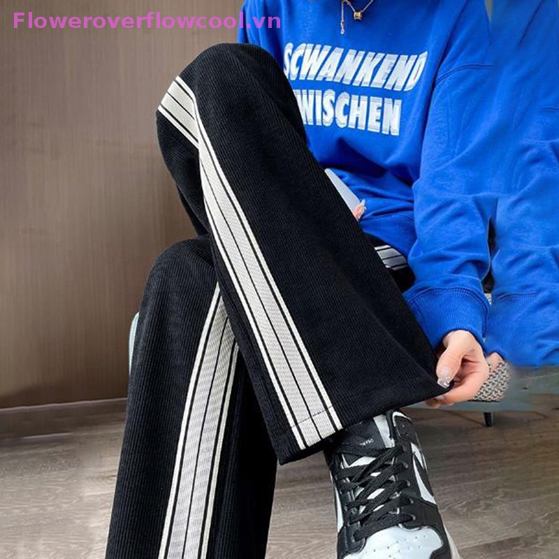 Quần Thể Thao Ống Rộng Cột Dây Màu Trơn Có Túi Bên Hông Đường Viền Sáng Kiểu Preppy Cho Nữ