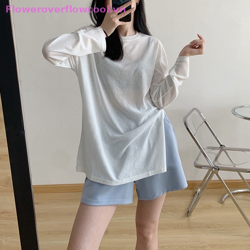 Quần Short Cotton Ống Rộng Lưng Cao Màu Sắc Trơn Dành Cho Nữ