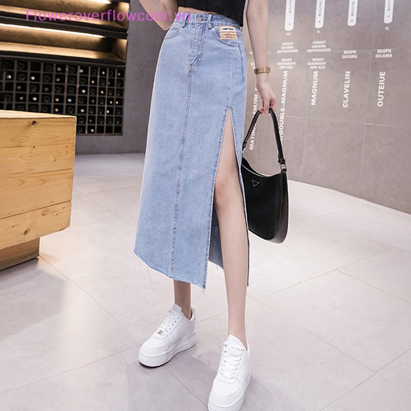 Chân váy jean Lưng Cao Dáng Chữ A Thời Trang Quyến Rũ Cho Nữ