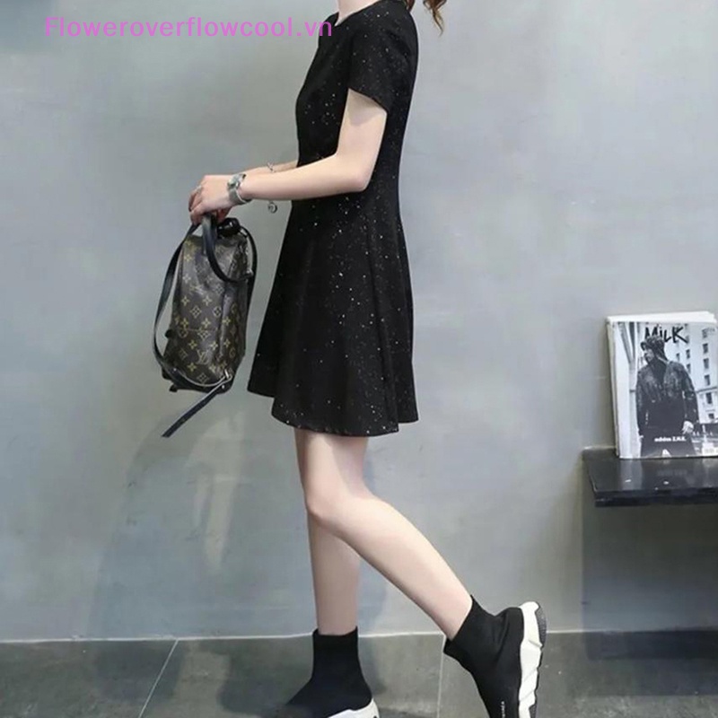 FOFC Black Sequins Sexy Dress for Women Fashion Short Sleeve O Neck Party Mini Dresses HOT