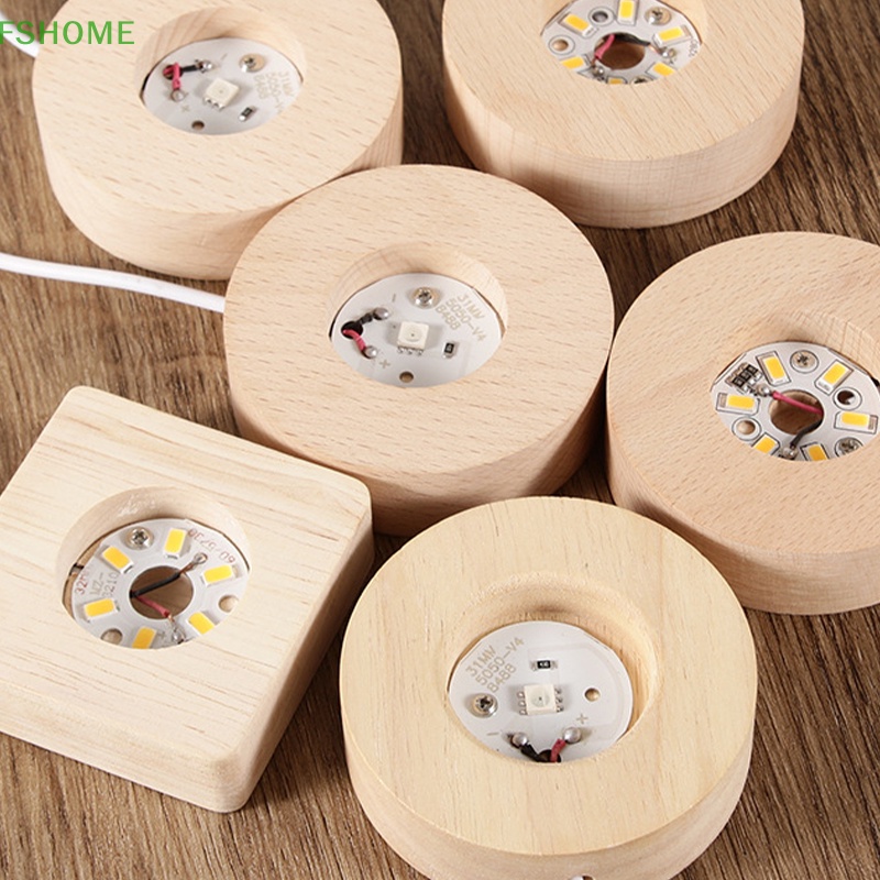 Fshome Giá Đỡ Đèn LED Hình Tròn Bằng Gỗ Trơn Màu Trắng Ấm Áp Nghệ Thuật Có Thể Sạc Lại Dùng Trang Trí Nhà Cửa Mới