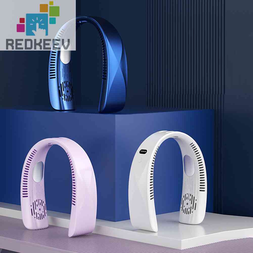 Quạt Làm Mát 3000mAh Đeo Cổ Không Cánh Tiện Dụng Mang Theo Du Lịch Cắm Trại