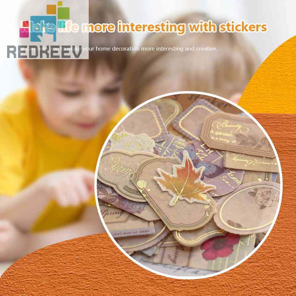 Bộ 40 Miếng Dán Tem Màu Đồng Kiểu Vintage Sáng Tạo