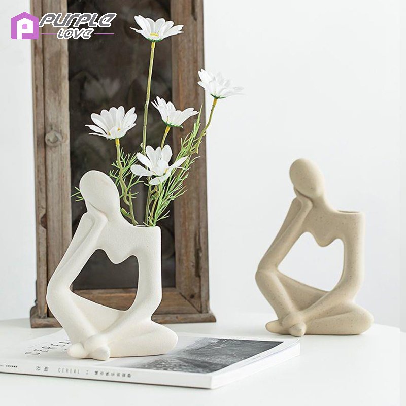 Bình Hoa Sứ Hình Tượng Điêu Khắc Trừu Tượng Hiện Đại Dành Cho Trang Trí Văn Phòng