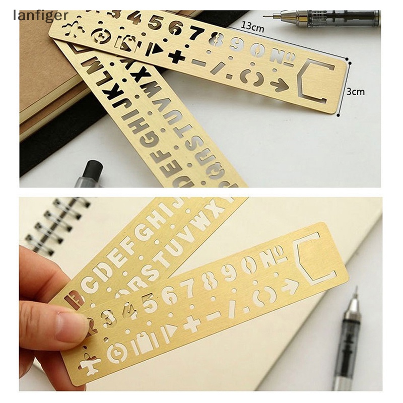 Lanf al Thước Thẳng Bằng Kim Loại Họa Tiết Chữ Cái Số Đánh Dấu Trang Sách