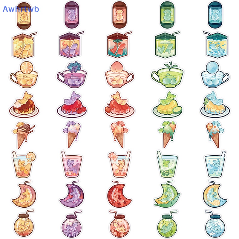 Set 40 Miếng Dán Trang Trí Tủ Lạnh / Xe Hơi / Ván Trượt / Laptop Họa Tiết Graffiti Hình Chú Cáo Nhỏ Dễ Thương Mới