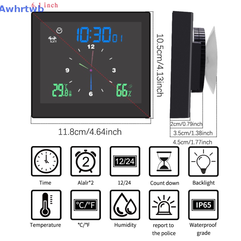 Đồng Hồ Báo Thức Kỹ Thuật Số 5in Gắn Tường Hiển Thị Nhiệt Độ Và Độ Ẩm Mới