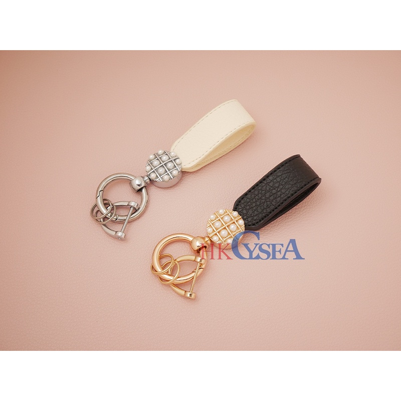 Móc Khóa Da PU Bện Đính Đá Lấp Lánh Thời Trang Cho Nam Nữ