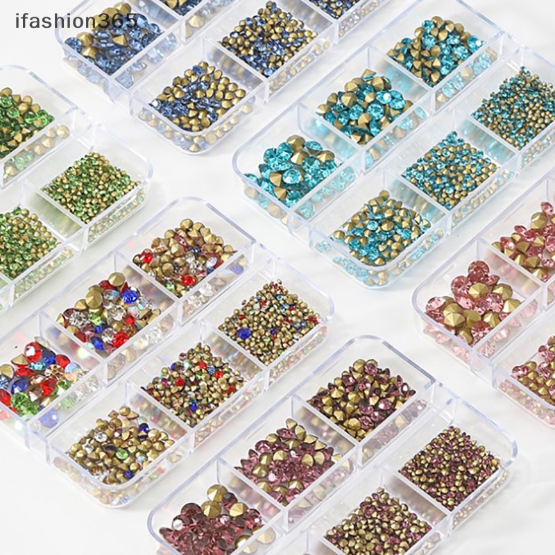 Hộp 6 Ngăn Đựng Hạt Pha Lê Trang Trí Móng Tay Nghệ Thuật