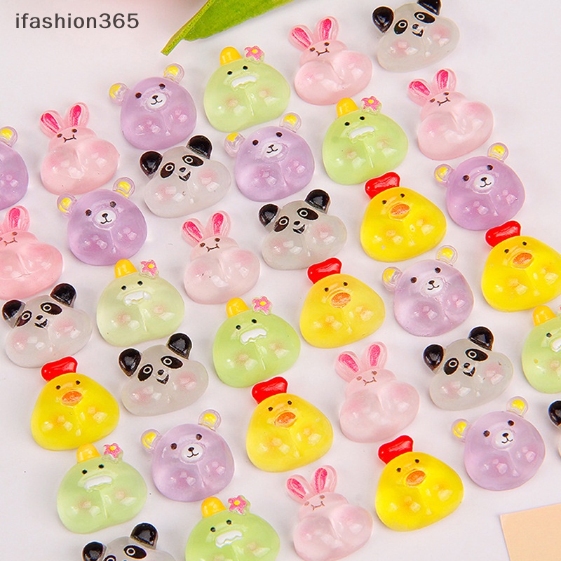 Set 10 Chú Vịt / Gà / Gấu Dạ Quang Bằng Nhựa Resin DIY Thời Trang ifashion365