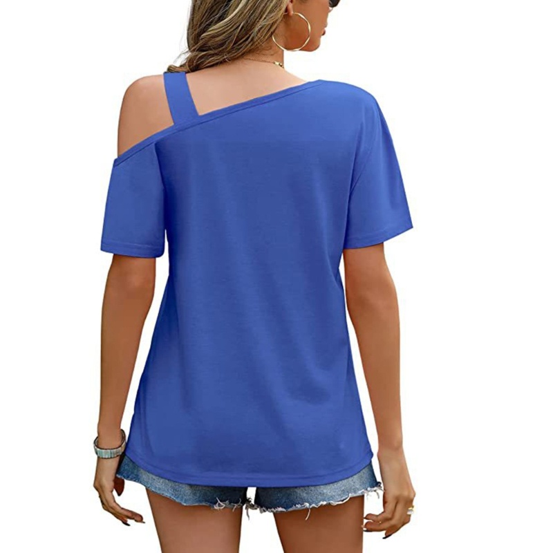 Áo Thun Ngắn Tay Trễ Vai Thiết Kế Lệch Tà Thời Trang Cho Nữ