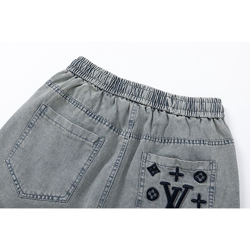 L55v &amp; - Quần Short denim Thêu Họa Tiết Thời Trang Xuân Hè Chất Lượng Cao Mới Nhất Thời Trang unisex