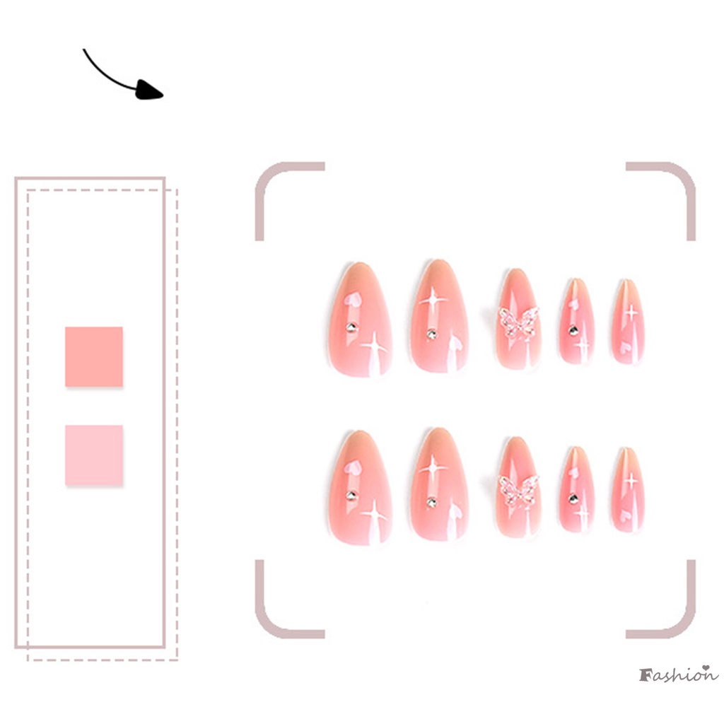 Bộ Móng Tay Giả Hình Bướm 3D Dễ Thương