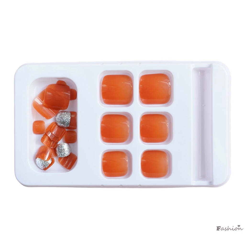 Móng Chân Giả Màu Cam Trơn Chống Nước Lâu Trôi An Toàn