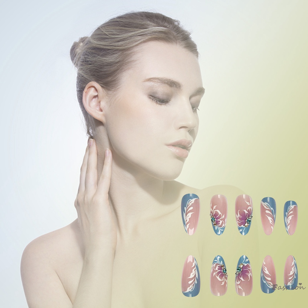 Crape Móng Tay Giả Màu Tím Tinh Tế