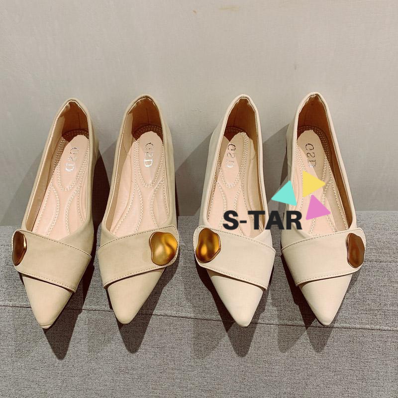 Giày Búp Bê Da Mềm Mũi Nhọn Phong Cách Retro Cho Nữ