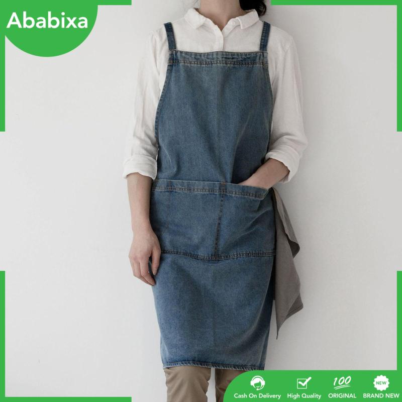 Tạp Dề Denim Vải Canvas Có Túi Lớn Dùng Làm Đồ Gỗ / Làm Bếp / Nướng BBQ
