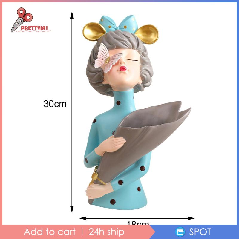 [Prettyia1] Tượng Cô Gái Trang Trí Kệ Sách Để Bàn