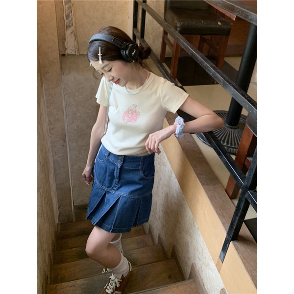 NZN Áo Thun Ngắn Tay Cổ Tròn Dáng Ôm Thời Trang Cho Nữ