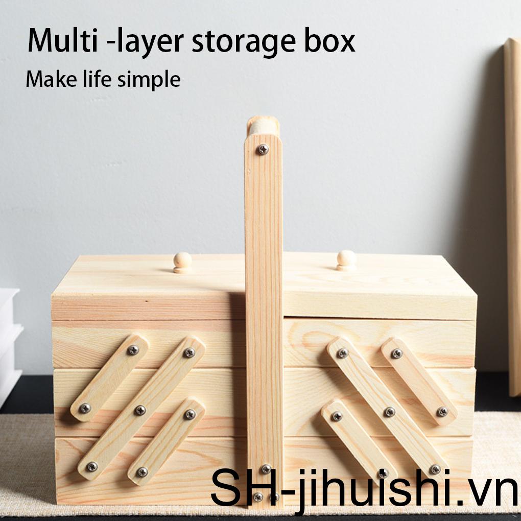 Hộp Gỗ Đựng Dụng Cụ May Vá Đa Năng Có Sáu Ngăn Tiện Dụng