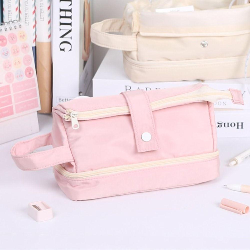 Túi Đựng Bút / Đồ Trang Điểm Sức Chứa Lớn Có Khóa Kéo Phong Cách Hàn Quốc Thời Trang Cho Học Sinh