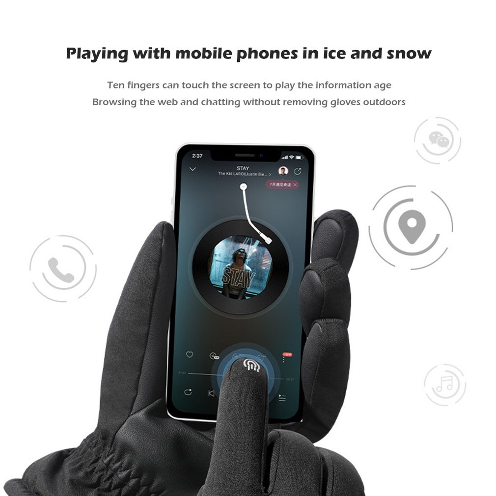 Winter Gloves Outdoor Skiingming Full Palm Touch Screen Fleece Coldproof Windproof Riding [Q/8]