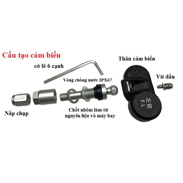 Cảm biến áp suất lốp ô tô xe hơi TPMS Cao Cấp Van Ngoài, van trong CHÍNH HÃNG Bảo Hành 6 tháng