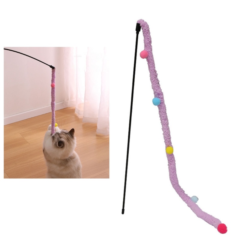Gậy Đồ Chơi Gắn Quả Bông Nhiều Màu Sắc Dễ Thương Cho Mèo Cưng