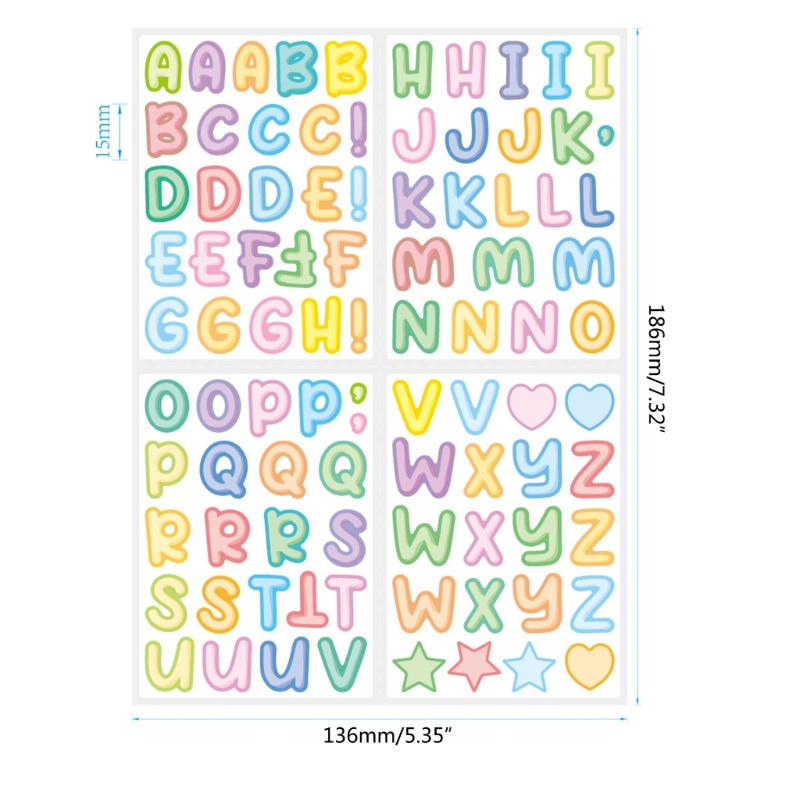 Bộ 4 Tấm Sticker Họa Tiết Chữ Hoạt Hình Nhiều Màu Sắc Tự Dính Trang Trí Sổ Tay / Hộp Quà DIY