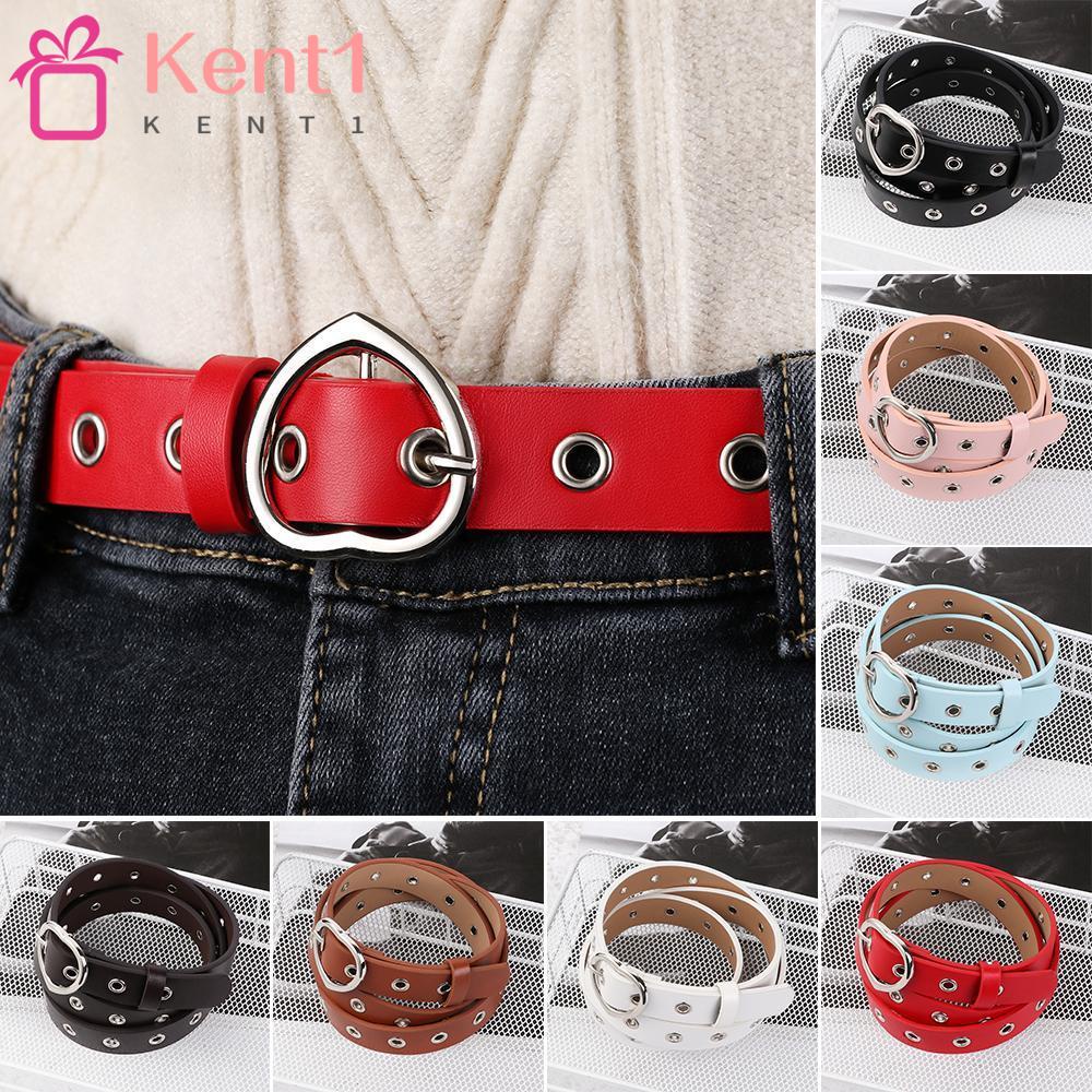 Thắt Lưng Da Pu Màu Kẹo Ngọt Họa Tiết Trái Tim KENT1