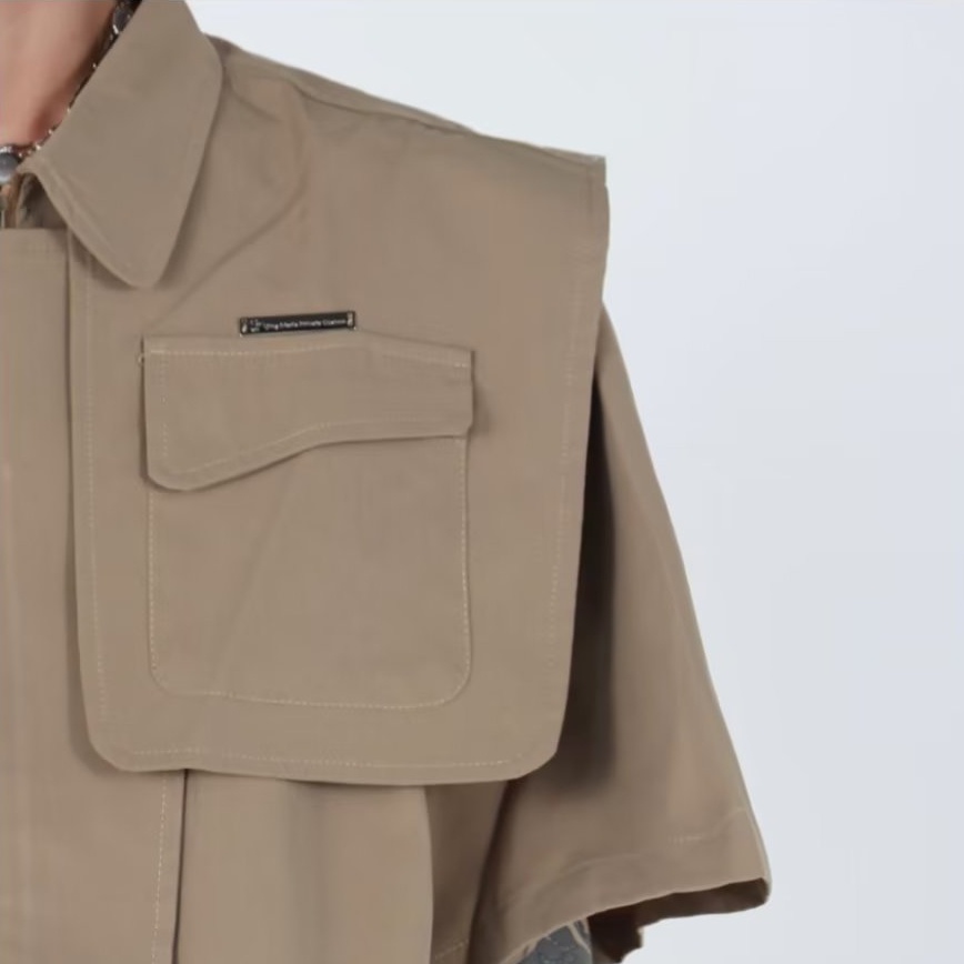 Áo Sơ Mi Nam Trơn Áo Sơ Mi  Túi Đen Dáng Rộng Phong Cách Đường Phố Trẻ Trung Cho Namhàn Quốc Sơ Mi Nam Cao Cấp