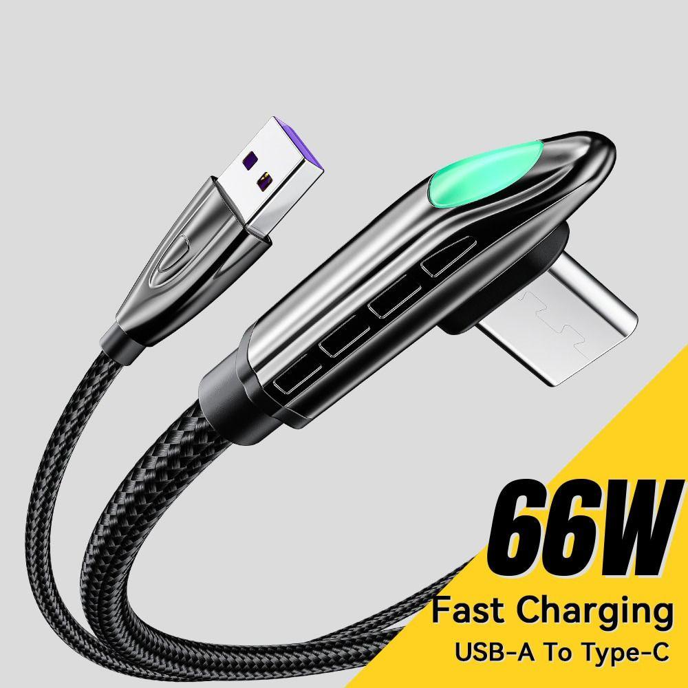 Cáp Sạc Nhanh 6A 66W USBC 90 Độ Có Đèn LED Chất Lượng Cao