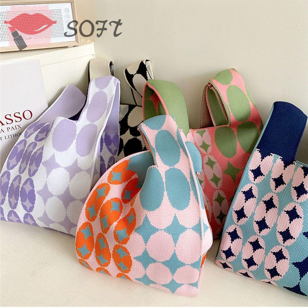 Túi Xách Đeo Vai Đan Len Có Thể Tái Sử Dụng Nhiều Lần Thiết Kế Đơn Giản SOFTNESS