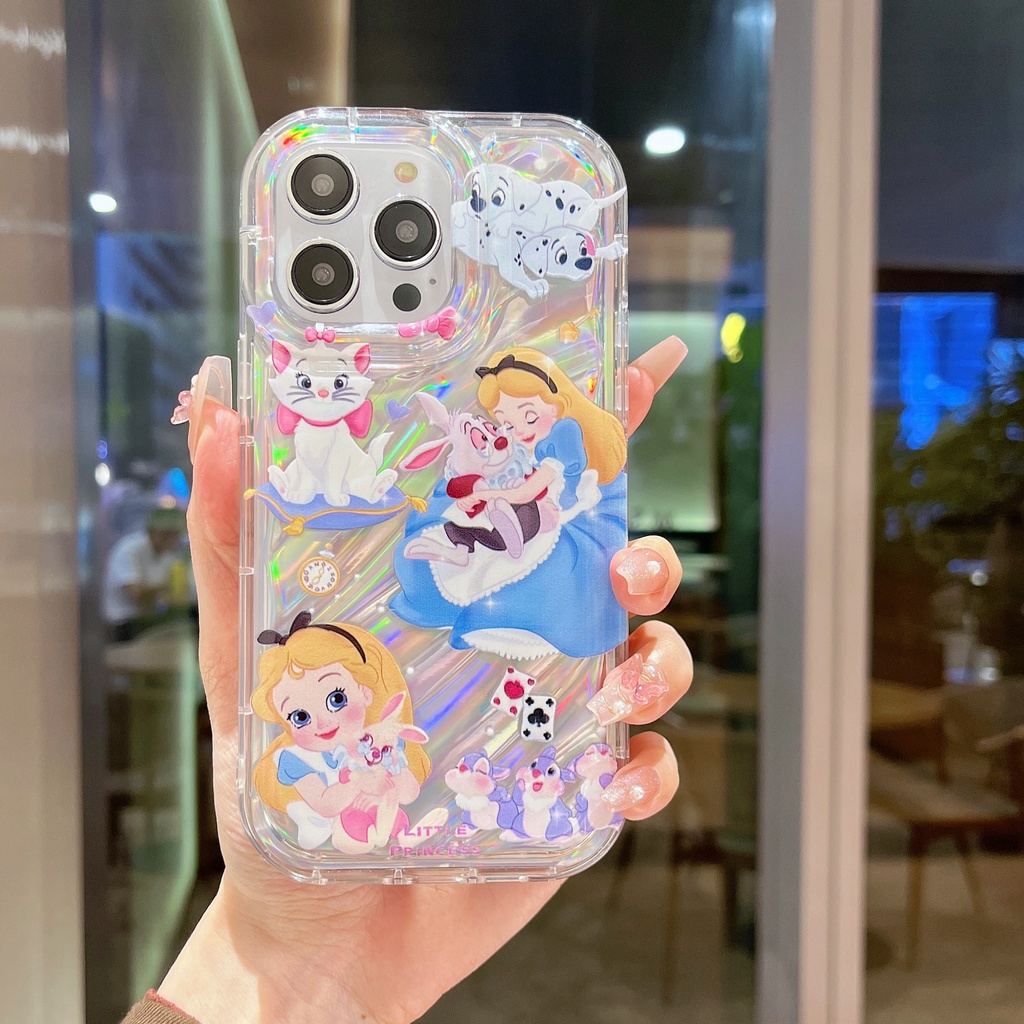 Ốp Điện Thoại TPU Dẻo Màu Laser Họa Tiết Hoạt Hình Công Chúa Disney Cho iPhone 12 13 14 Pro Max