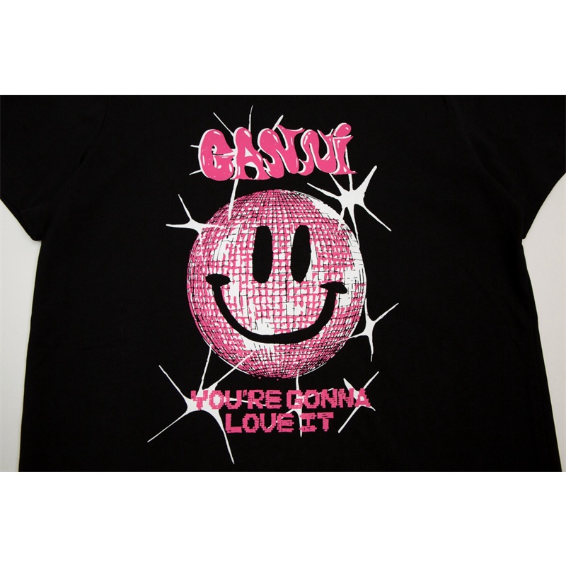 Bán Chạy Nhất Áo Thun Cotton Tay Ngắn In Hình Mặt Cười Mặt Trái Đất Và Chữ Kích Thước Lớn Unisex