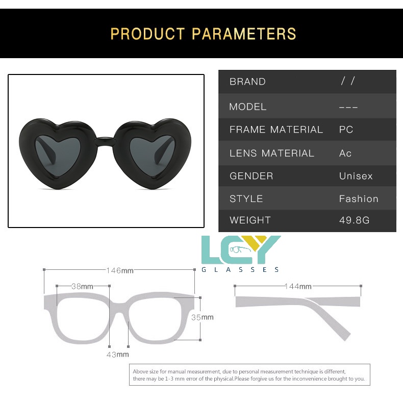 Kính Mát Gọng Hình Trái Tim Phong Cách Âu Mỹ Thời Trang Cá Tính LCYY2023 / 982
