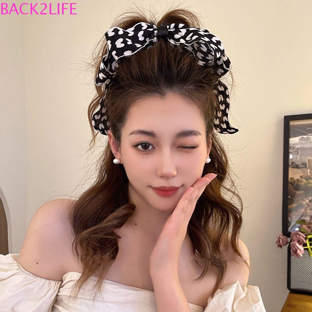 Set 2 Kẹp Tóc Ruy Băng Thắt Nơ Họa Tiết Hình Học Sáng Tạo Dễ Thương Cho Nữ