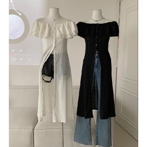 [F &amp; X] Niche Đầm Nữ Một Dây Dáng Dài Ngang Vai Eo Vừa Trong Suốt Nhẹ Nhàng Phong Cách Pháp Thời Trang Mùa Hè 2023