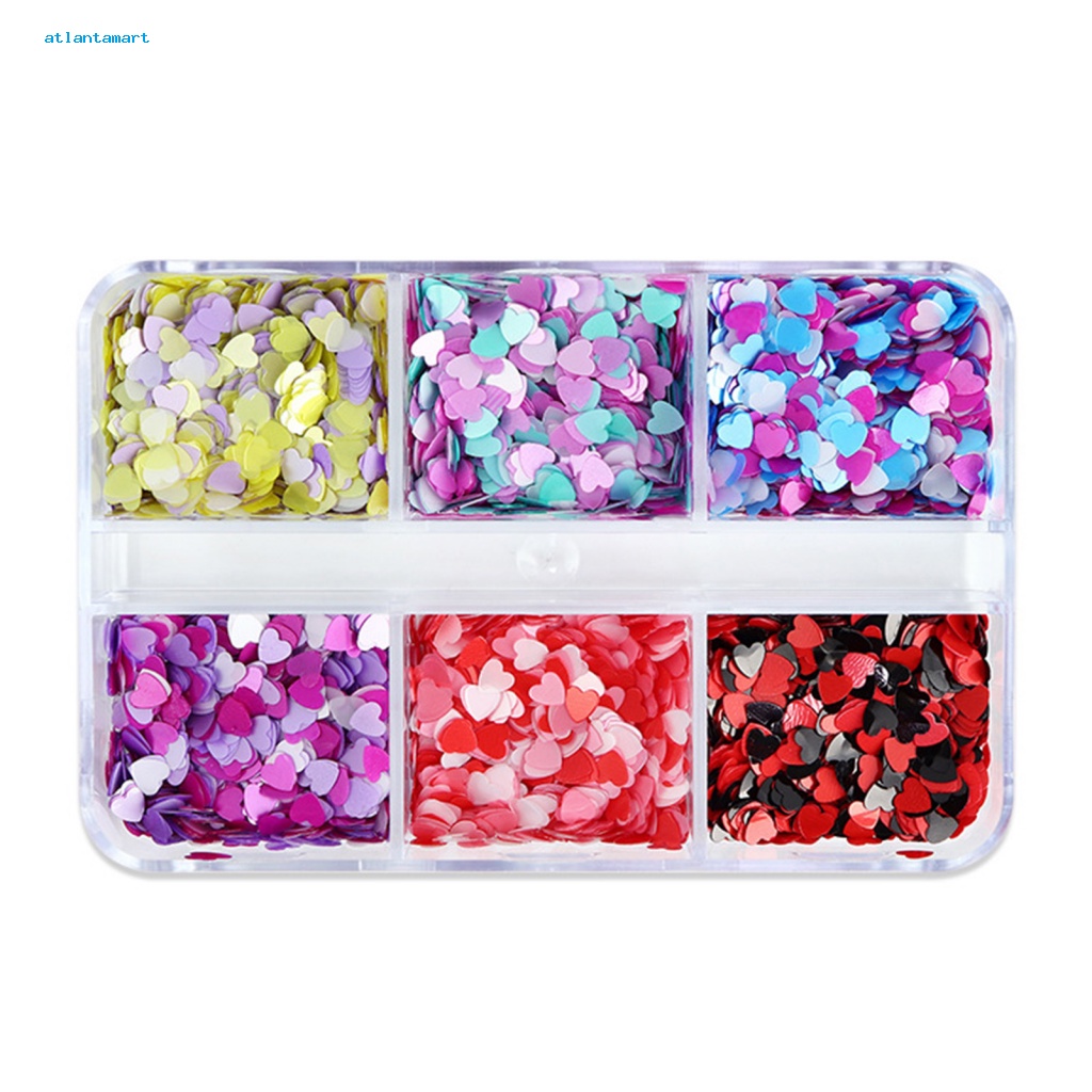 Túi Đựng Đồ Dùng Cao Cấp Tiện Dụng| 1 Hộp 6 Ngăn Đựng Phụ Kiện Trang Trí Móng Tay Nghệ Thuật Không Phai Màu Dễ Dàng Tháo Rời Không Dính Hình Trái Tim