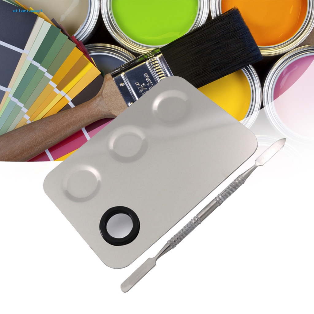 Túi Đựng Đồ Dùng Cao Cấp Tiện Dụng| Bảng Trộn Màu Trang Trí Móng Tay Nghệ Thuật 3 Đầu Bằng Thép Không Gỉ Kèm Thìa